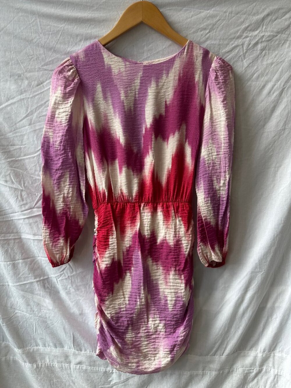Maje Ritie Tie-Dye Long-Sleeve Blouson Mini Dress 34 / US 2